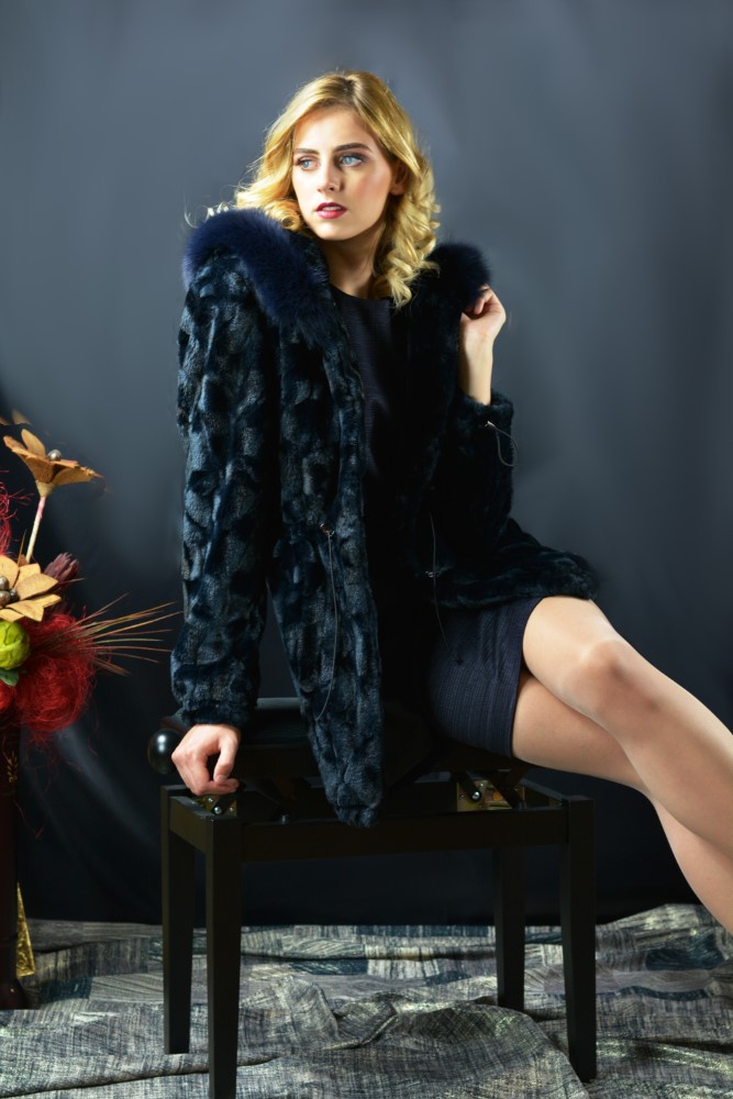 Lady M - Womens short coat elegant dark blue - Maria fashion company - Marija modna odjeca Collection Autumn/Winter 2017-18