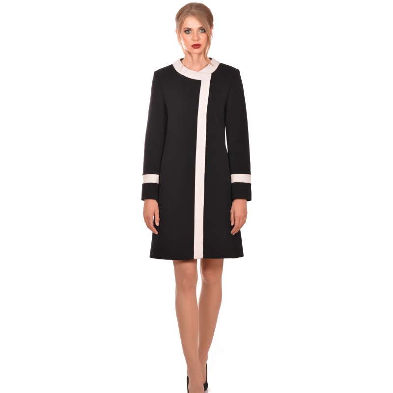 Lady M Womens black white coat wool cashmere - Lady M Marija modna odjeća - Maria Fashion company - Collection Autumn/Winter 2018-19