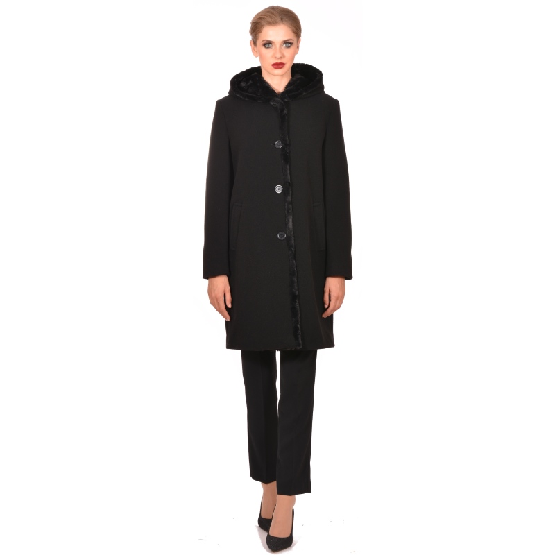 Womens black coat made of wool - M WOMAN Marija modna odjeća - Maria Fashion company - Collection Autumn/Winter 2018-19