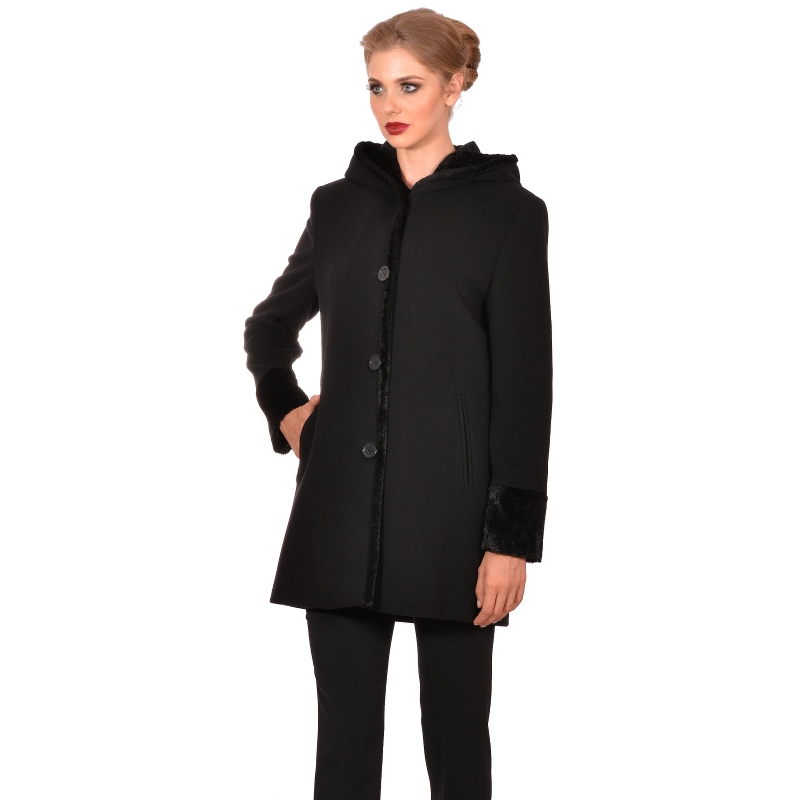 Womens short black coat - M WOMAN Marija modna odjeća - Maria Fashion company - Collection Autumn/Winter 2018-19