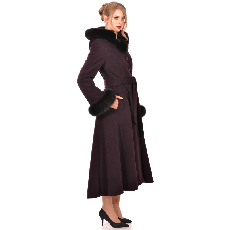 Womens long coat with hood wool and cashmere - Lady M Marija modna odjeća - Maria Fashion company - Collection Autumn/Winter 2018-19