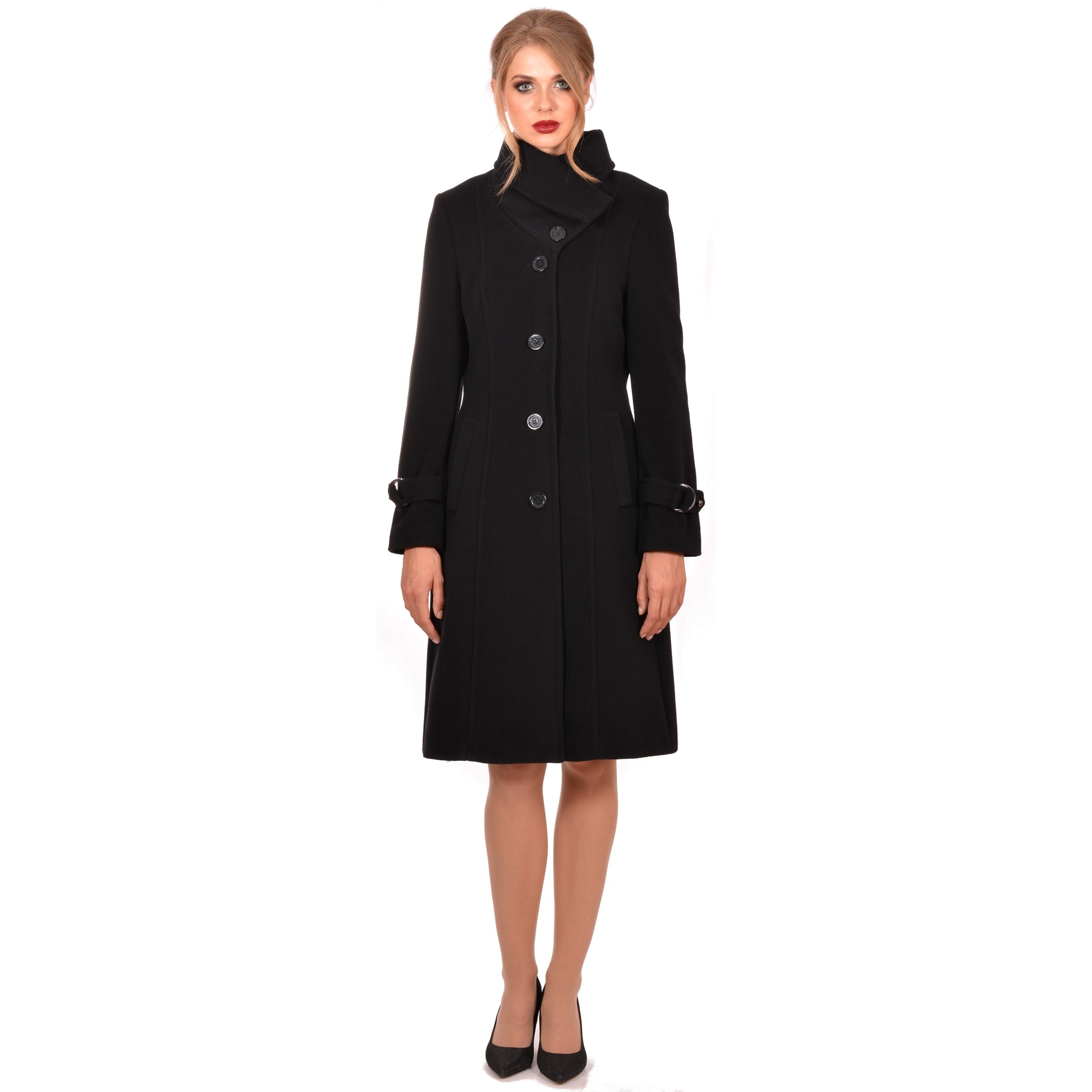 ženski crni kaput lady m,women's coat lady m by maria fashion