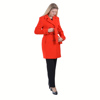 Elegant knee-length coat , red coat, Luxuriant and radiant red coat